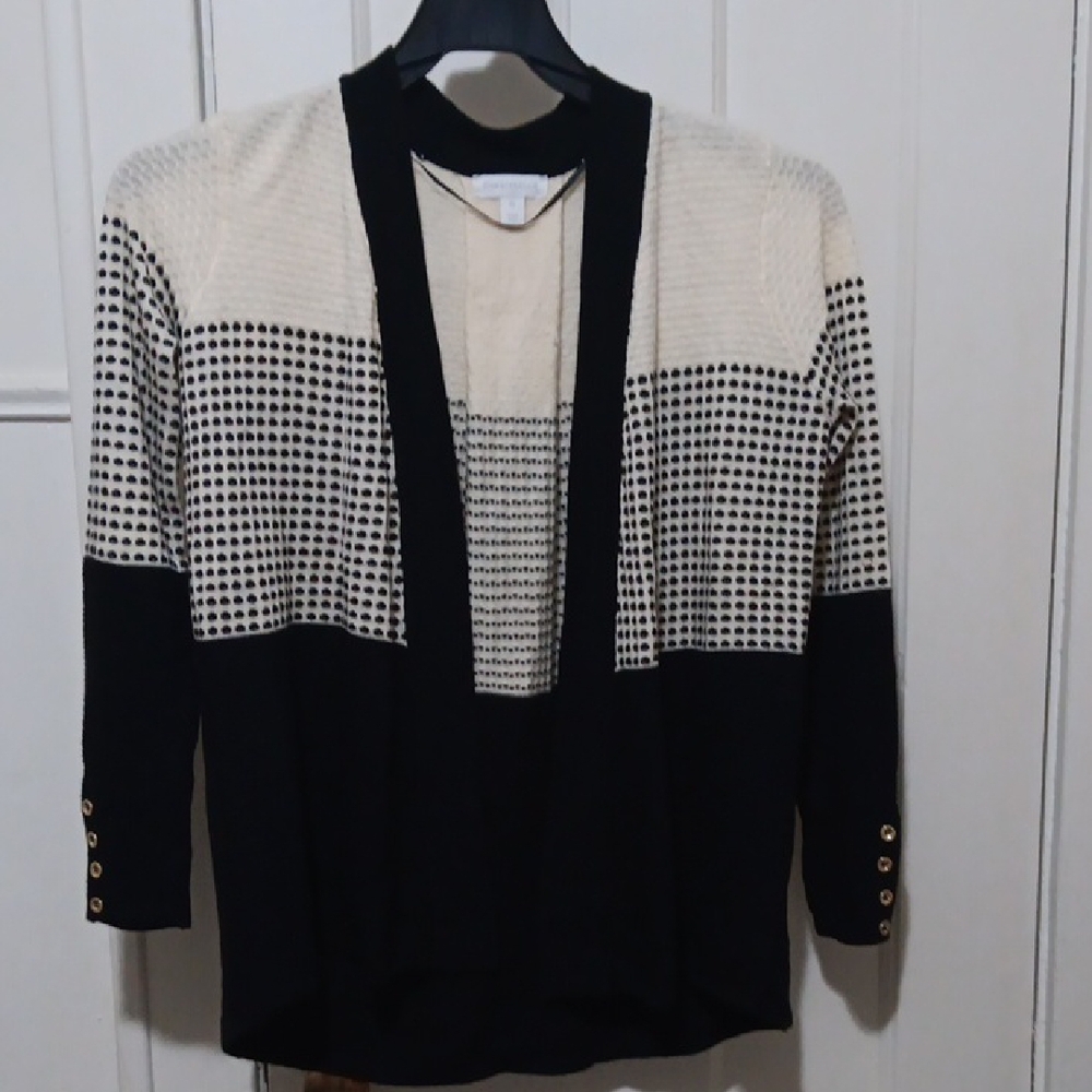 Charter Club Chic Black/Cream Cardigan Sz PS FIS Sm